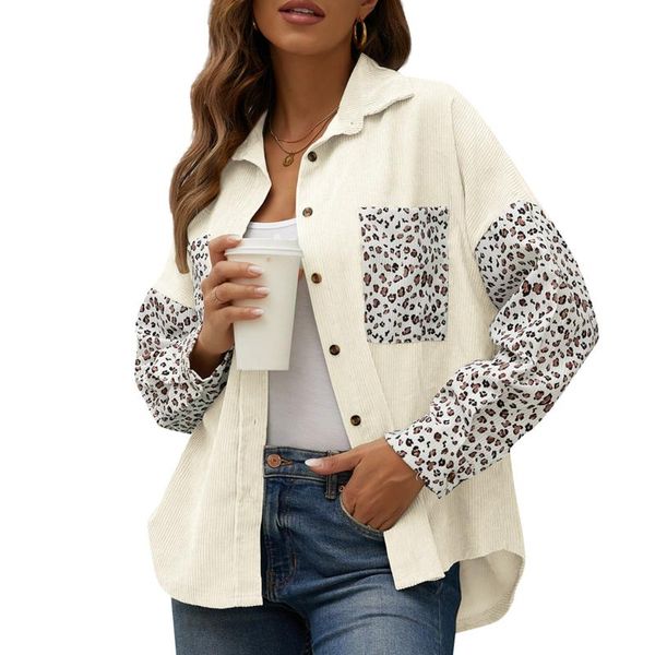 women's jackets girls spring autumn long sleeve loose shirt ladies leisure leopard print splicing lapel corduroy breasted coat, Black;brown
women's jackets girls spring autumn long sleeve loose shirt ladies leisure leopard print splicing lapel corduroy breasted coat, Black;brown