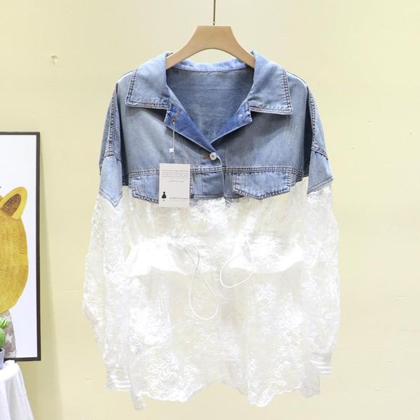 women's jackets 2021 spring autumn fashion lace spliced denim jacket women crochet fake two-piece jeans slim ladies coat g147, Black;brown
women's jackets 2021 spring autumn fashion lace spliced denim jacket women crochet fake two-piece jeans slim ladies coat g147, Black;brown