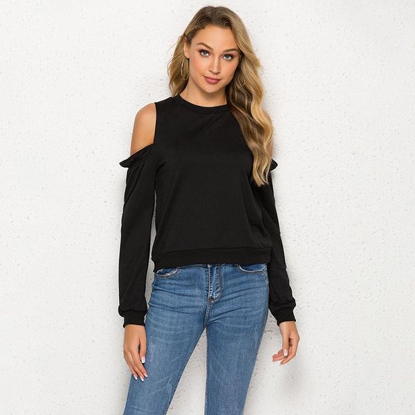 women's hoodies & sweatshirts women o neck solid color long sleeve casual off the shoulder ruffled butterfly sweatshirt, Black
women's hoodies & sweatshirts women o neck solid color long sleeve casual off the shoulder ruffled butterfly sweatshirt, Black