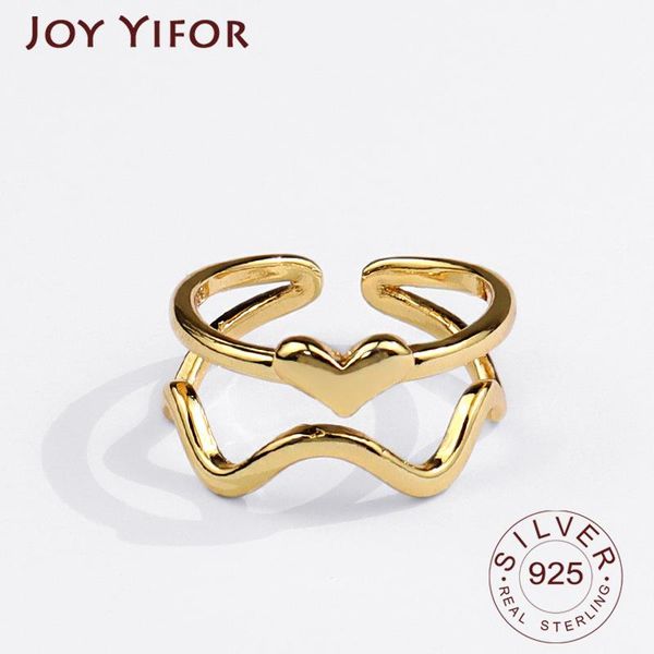 cluster rings 925 sterling silver simple design heart wave gold color retro distressed opening handmade ring fashion fine jewelry, Golden;silver
cluster rings 925 sterling silver simple design heart wave gold color retro distressed opening handmade ring fashion fine jewelry, Golden;silver