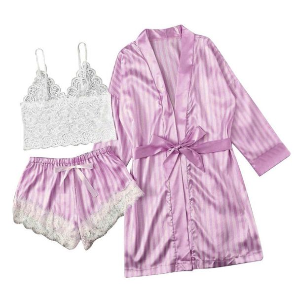 women's sleepwear three-piece pajamas simulation home wear striped ladies underwear nightdress robe sets bathrobe women bridesmaid slee, Black;red
women's sleepwear three-piece pajamas simulation home wear striped ladies underwear nightdress robe sets bathrobe women bridesmaid slee, Black;red