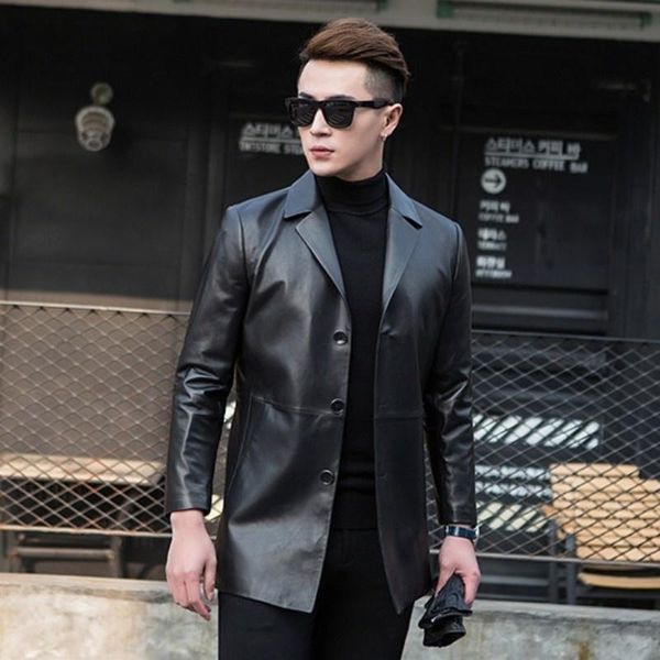men's leather & faux black slim fit genuine blazer jacket men sheepskin real long coat lapel business casual plus size overcoat
men's leather & faux black slim fit genuine blazer jacket men sheepskin real long coat lapel business casual plus size overcoat