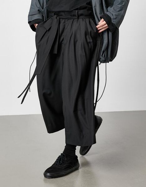 women men's clothing hair stylist high street kendo riding pants with two side streamers plus size costumes 27-46, Black
women men's clothing hair stylist high street kendo riding pants with two side streamers plus size costumes 27-46, Black