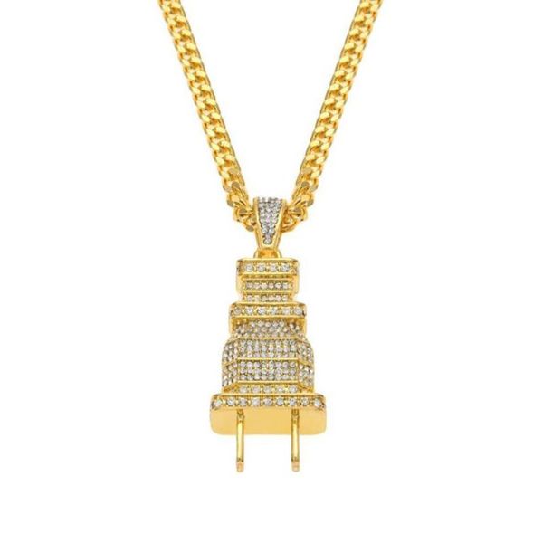 chains hip hop iced out gold plug men women pendant necklace jewelry gift for him with cuban chain, Silver
chains hip hop iced out gold plug men women pendant necklace jewelry gift for him with cuban chain, Silver