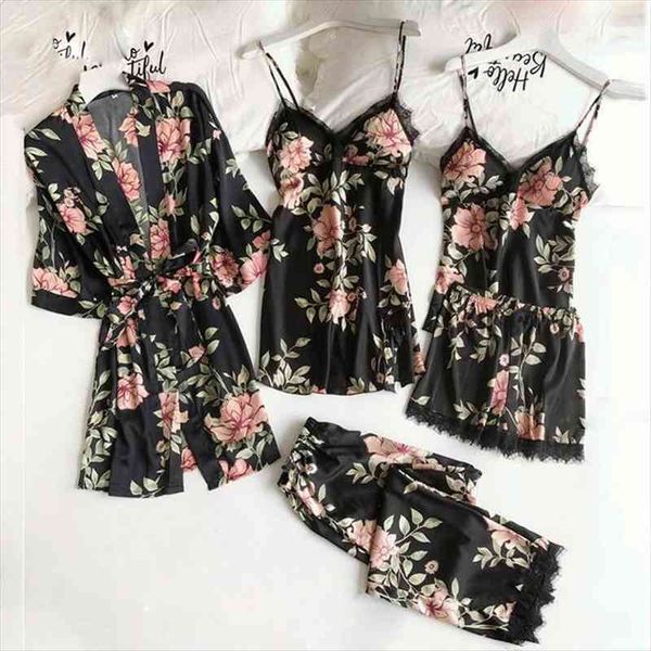 floral printing set womens sleepwears lace satin robe bathrobe piama damska trousers shorts lingerie pajamas nuisette female, Black;red
floral printing set womens sleepwears lace satin robe bathrobe piama damska trousers shorts lingerie pajamas nuisette female, Black;red