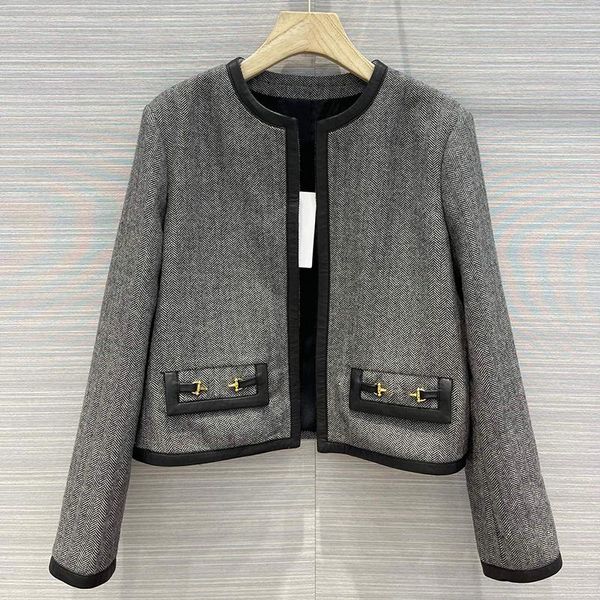 women's jackets gray fashion herringbone knit sheepskin border jacket women o-neck open stitch chain elegant coat lady 2021 aut, Black;brown
women's jackets gray fashion herringbone knit sheepskin border jacket women o-neck open stitch chain elegant coat lady 2021 aut, Black;brown