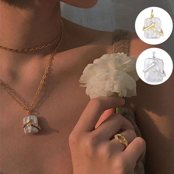 pendant necklaces necklace with square baroque pearls and delicate kpop pearl choker chain for women jewelry, Silver
pendant necklaces necklace with square baroque pearls and delicate kpop pearl choker chain for women jewelry, Silver