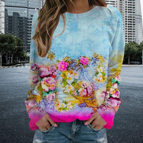 women's blouses & shirts women floral print and thermal crewneck long sleeve blouse loose streetwear tunic blusas 40#, White
women's blouses & shirts women floral print and thermal crewneck long sleeve blouse loose streetwear tunic blusas 40#, White