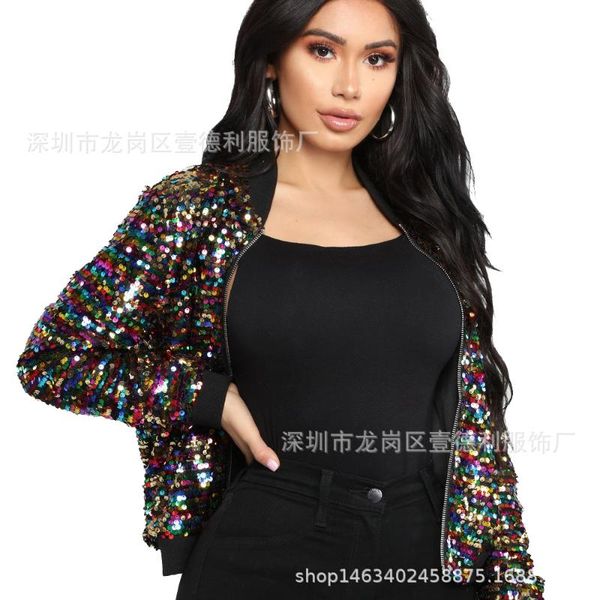 women's jackets coat women short sweatershirt autumn winter fall sequins office casual loose zipper blusas female outwear mujer de moda, Black;brown
women's jackets coat women short sweatershirt autumn winter fall sequins office casual loose zipper blusas female outwear mujer de moda, Black;brown