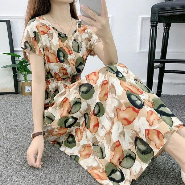 party dresses cotton silk print plus size women summer loose casual beach short sleeve o-neck lj3046, White;black
party dresses cotton silk print plus size women summer loose casual beach short sleeve o-neck lj3046, White;black