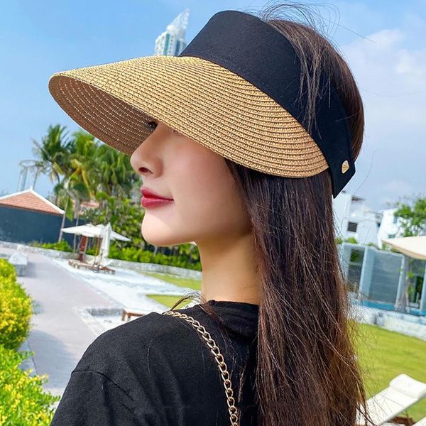 summer empty suncap portable foldable magic tape roll-up beach hat wide brim women sun fashion casual straw cap visors hats, Blue;gray
summer empty suncap portable foldable magic tape roll-up beach hat wide brim women sun fashion casual straw cap visors hats, Blue;gray