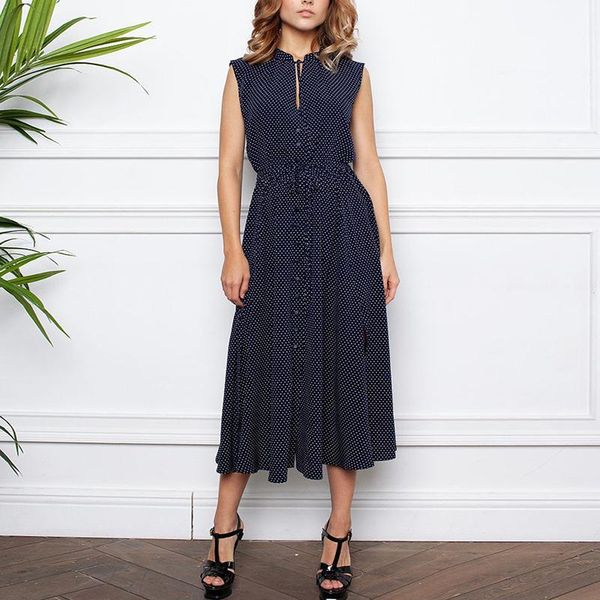 casual dresses women summer sleeveless polka dot dress mid-calf elegant deep v-neck party vestidos 2021 fashion elastic waist a line sundres, Black;gray
casual dresses women summer sleeveless polka dot dress mid-calf elegant deep v-neck party vestidos 2021 fashion elastic waist a line sundres, Black;gray