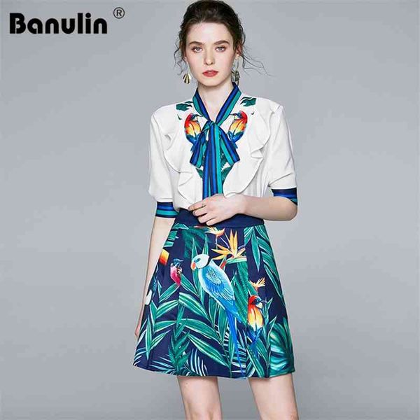 banulin spring summer runway fashion stripe bow print ruffles shirts and plant animal skirt two piece set female suits 210603, White
banulin spring summer runway fashion stripe bow print ruffles shirts and plant animal skirt two piece set female suits 210603, White