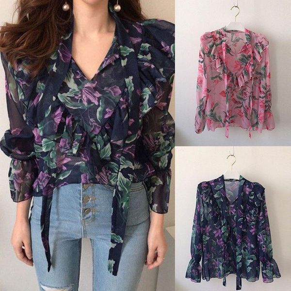 women's blouses & shirts women's v neck floral print lacing sweet long sleeve chiffon blouse, White
women's blouses & shirts women's v neck floral print lacing sweet long sleeve chiffon blouse, White