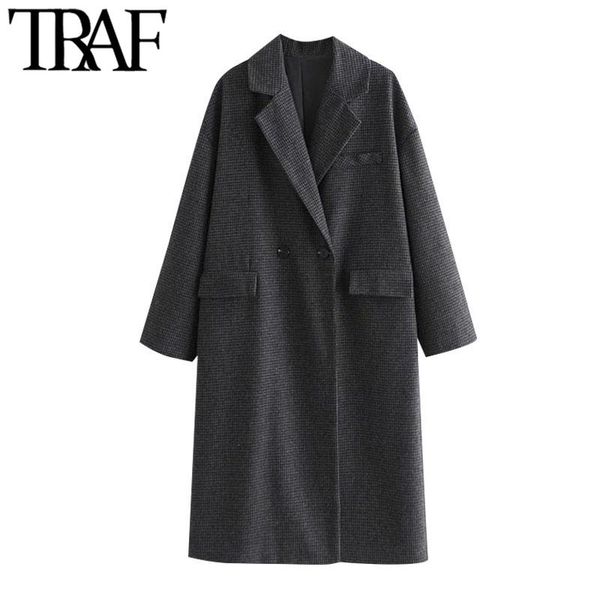 women fashion double breasted houndstooth woolen coat vintage long sleeve pockets female outerwear chic overcoat women's wool & blends, Black
women fashion double breasted houndstooth woolen coat vintage long sleeve pockets female outerwear chic overcoat women's wool & blends, Black