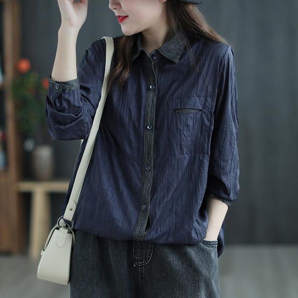 women's blouses & shirts 2021 spring blouse retro women shirt cardigan button loose all-match vintage, White
women's blouses & shirts 2021 spring blouse retro women shirt cardigan button loose all-match vintage, White