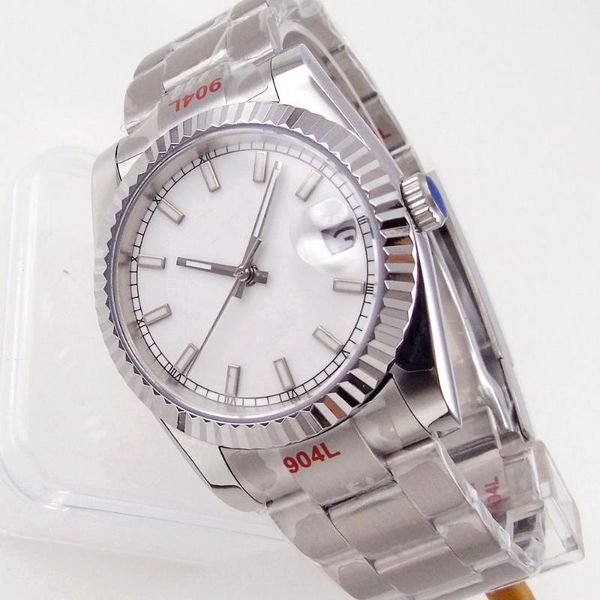 wristwatches 36mm/40mm sapphire men's automatic watch japan miyota 8215 white face green lume fix bezel oyster band date cyclops glide, Slivery;brown
wristwatches 36mm/40mm sapphire men's automatic watch japan miyota 8215 white face green lume fix bezel oyster band date cyclops glide, Slivery;brown