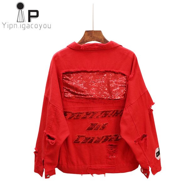 women's jackets fashion red black sequin holes denim coat women outwear spring autumn big size loose short jeans female streetwear, Black;brown
women's jackets fashion red black sequin holes denim coat women outwear spring autumn big size loose short jeans female streetwear, Black;brown