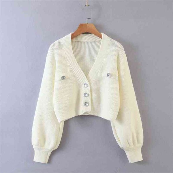 women french fashion temperament exquisite buttons sweater female v-neck long sleeve short cardigan 210531, White
women french fashion temperament exquisite buttons sweater female v-neck long sleeve short cardigan 210531, White