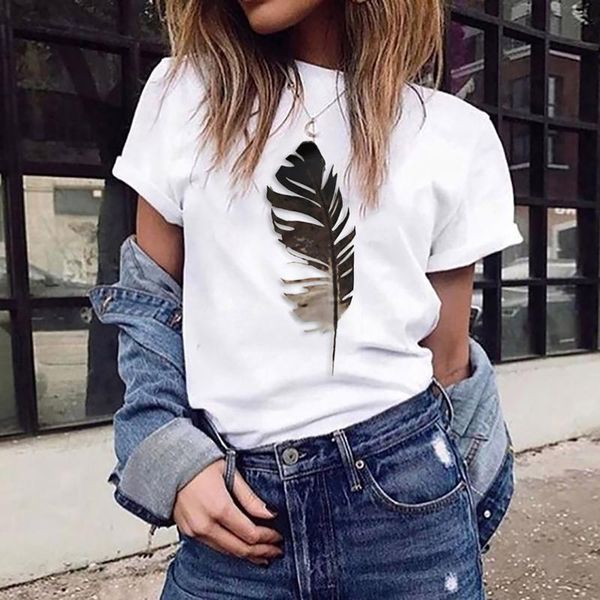 women's t-shirt print bird feather oversized short sleeve summer women zaraing plus size tees shirt y2k o-neck ropa mujer, White
women's t-shirt print bird feather oversized short sleeve summer women zaraing plus size tees shirt y2k o-neck ropa mujer, White