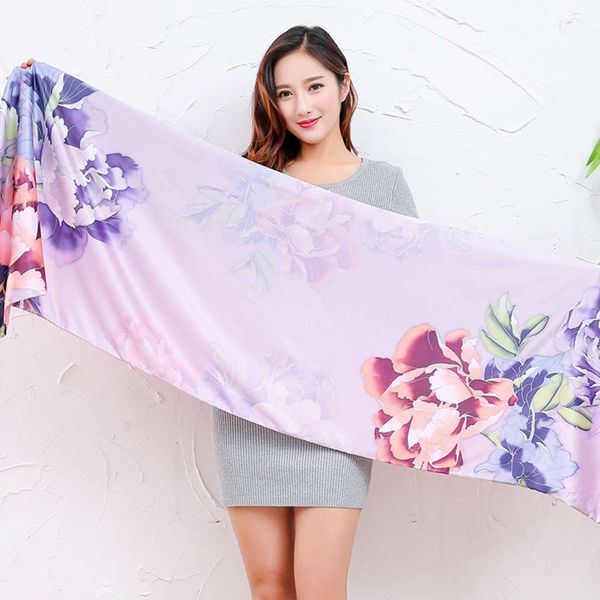 new silk shawl scarf dual purpose women's middle long thickened warm high grade gift, Blue;gray
new silk shawl scarf dual purpose women's middle long thickened warm high grade gift, Blue;gray