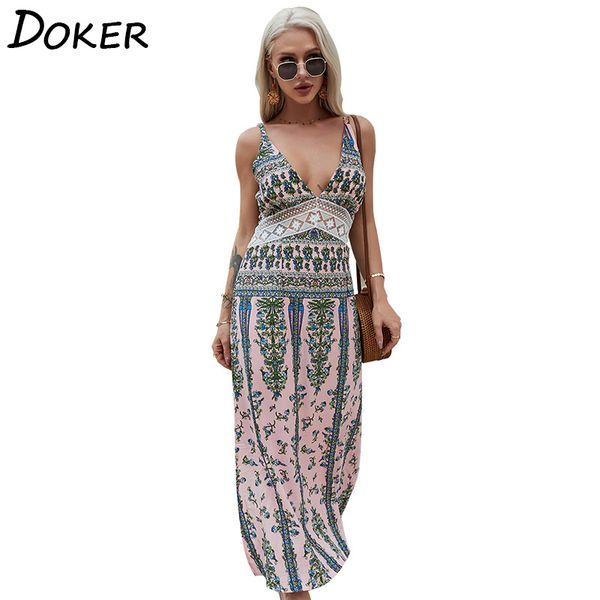 bohemia summer deep v neck sling sleeveless dress women vintage printed split fork casual holiday ladies long dresses 210423, Black;gray
bohemia summer deep v neck sling sleeveless dress women vintage printed split fork casual holiday ladies long dresses 210423, Black;gray