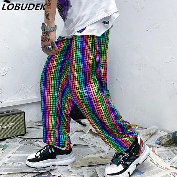 hip hop multi-color stripe lattice casual pants tide male street fashion nightclub stage rap singer loose legging trousers men's, Black
hip hop multi-color stripe lattice casual pants tide male street fashion nightclub stage rap singer loose legging trousers men's, Black