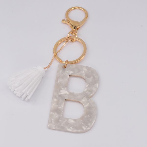 tassel acrylic 26 english letter keychain fashion white pattern key chain initial alphabet pendant gift for friends women, Silver
tassel acrylic 26 english letter keychain fashion white pattern key chain initial alphabet pendant gift for friends women, Silver