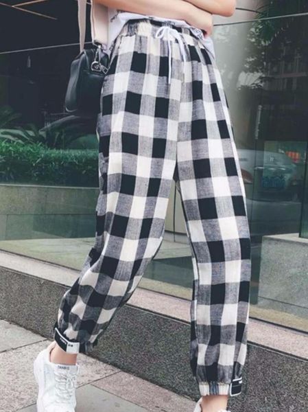 women's pants & capris houzhou sweat women korean style harem plus size plaid harajuku oversize trousers pockets streetwear, Black;white
women's pants & capris houzhou sweat women korean style harem plus size plaid harajuku oversize trousers pockets streetwear, Black;white