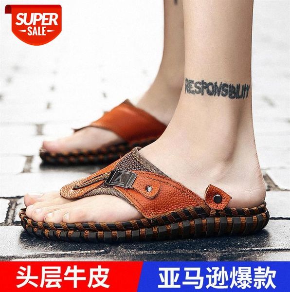 men's flip flops beach shoes layer leather casual large size outdoor slippers #yf7v, Black
men's flip flops beach shoes layer leather casual large size outdoor slippers #yf7v, Black