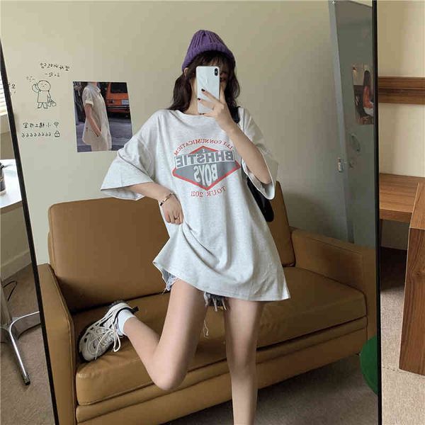 casual loose letter printed basic all match vintage oversize street short sleeve summer spring women t-shirts 210522, White
casual loose letter printed basic all match vintage oversize street short sleeve summer spring women t-shirts 210522, White