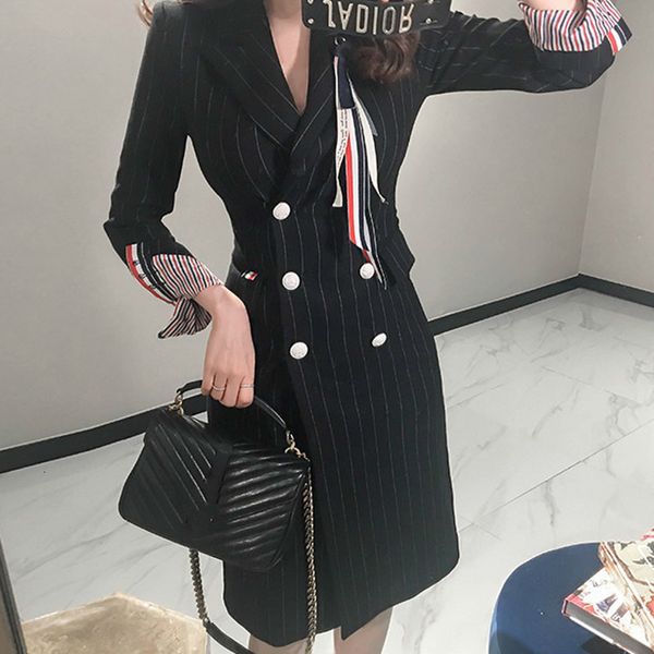 fashionable striped blazer dressed lady office sleeve double breasted in female business long dress jacket jcyb, Black;gray
fashionable striped blazer dressed lady office sleeve double breasted in female business long dress jacket jcyb, Black;gray