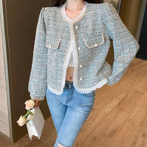 women's jackets korean temperament ruffles o-neck puff sleeve tweed jacket coat women autumn vintage single-breasted blends woolen oute, Black;brown
women's jackets korean temperament ruffles o-neck puff sleeve tweed jacket coat women autumn vintage single-breasted blends woolen oute, Black;brown