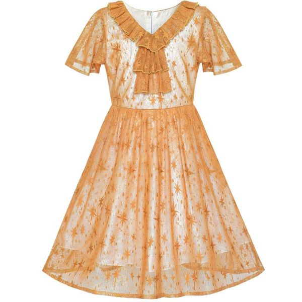 girl's dresses flower girl dress caramel star lace short sleeve pleated collar 2021 summer princess wedding party kids clothes, Red;yellow
girl's dresses flower girl dress caramel star lace short sleeve pleated collar 2021 summer princess wedding party kids clothes, Red;yellow