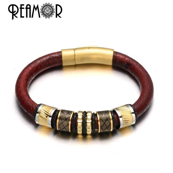 charm bracelets reamor elegant red cowhide leather bracelet black gold stainless steel beads matte button clasp bangles male jewelry, Golden;silver
charm bracelets reamor elegant red cowhide leather bracelet black gold stainless steel beads matte button clasp bangles male jewelry, Golden;silver