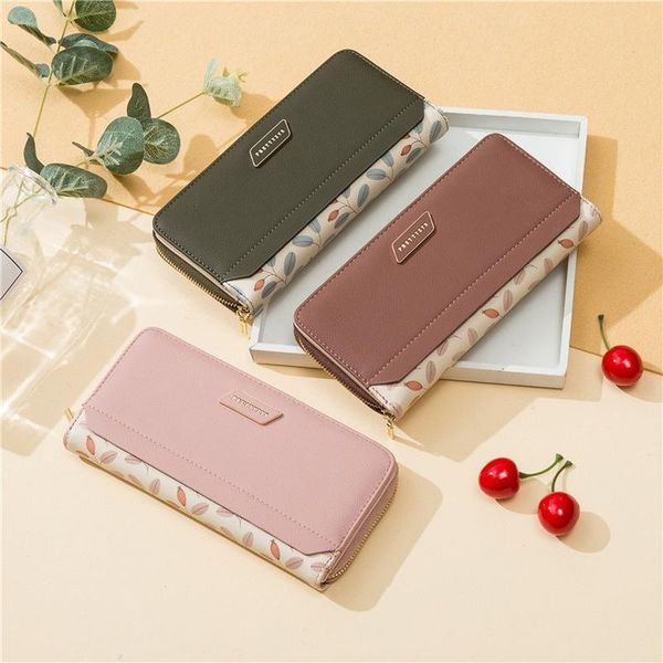 wallets korean womens and purses pink long clutch wallet ladies card holder floral pu zipper purse carteira feminina, Red;black 
wallets korean womens and purses pink long clutch wallet ladies card holder floral pu zipper purse carteira feminina, Red;black