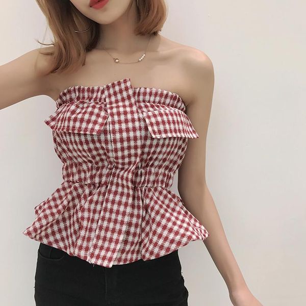 women's t-shirt summer style t shirts sleeveless plaid clothing fashion club crop slash neck strapless off shoulder tees, White
women's t-shirt summer style t shirts sleeveless plaid clothing fashion club crop slash neck strapless off shoulder tees, White