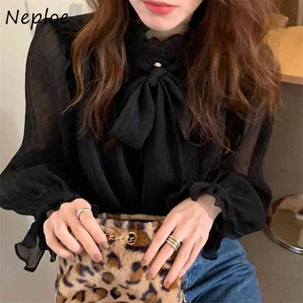 elegant bow design solid blouse women stand collar flare long sleeve blusas spring all match ladies 210422, White
elegant bow design solid blouse women stand collar flare long sleeve blusas spring all match ladies 210422, White