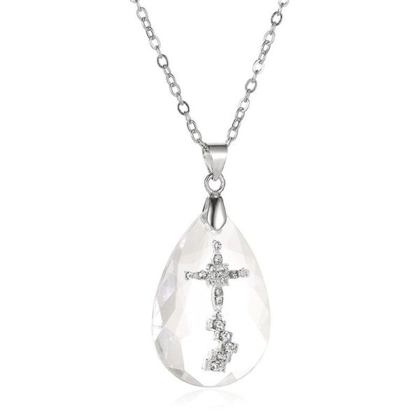 pendant necklaces fashion women necklace chic trendy teardrop crystal cross elegant ladies temperament jewelry gifts, Silver
pendant necklaces fashion women necklace chic trendy teardrop crystal cross elegant ladies temperament jewelry gifts, Silver