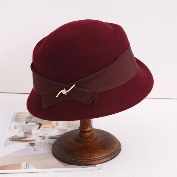 stingy brim hats winter wool hat women elegant concave bow metal buckle fedoras pork pie cap ladies bucket bowler retro chapeu, Blue;gray
stingy brim hats winter wool hat women elegant concave bow metal buckle fedoras pork pie cap ladies bucket bowler retro chapeu, Blue;gray