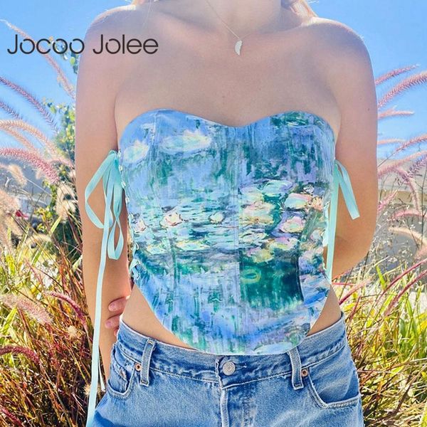 women summer side straps bow printing corset tube y2k streetwear party club vintage elegant tank 210428, White
women summer side straps bow printing corset tube y2k streetwear party club vintage elegant tank 210428, White