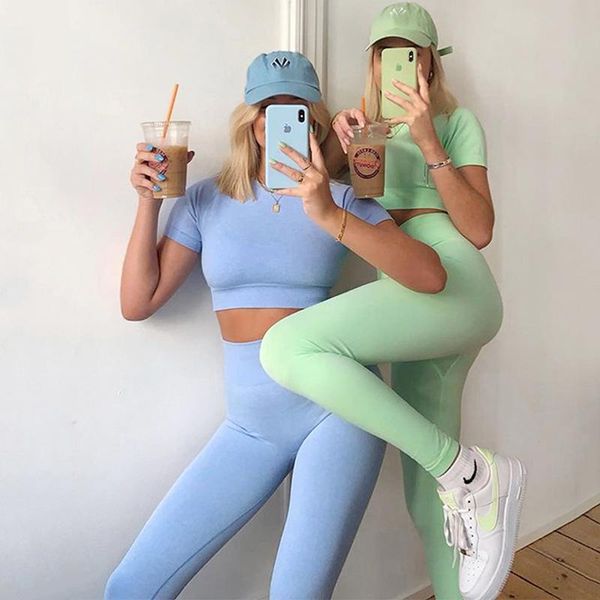 yoga outfit seamless set workout clothes for women short sleeve crop high waist sport leggings active wear gym suit
yoga outfit seamless set workout clothes for women short sleeve crop high waist sport leggings active wear gym suit