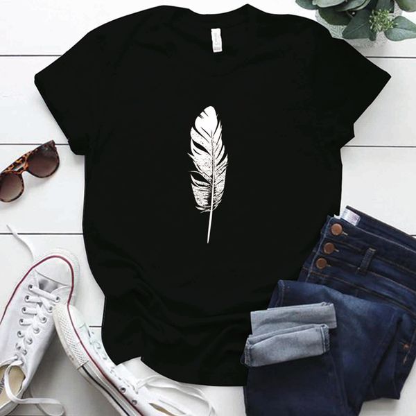 women's vintage feather print t-shirt, s-5xl large garment, harajuku, round neck, 1980s street style women's 2020, White
women's vintage feather print t-shirt, s-5xl large garment, harajuku, round neck, 1980s street style women's 2020, White