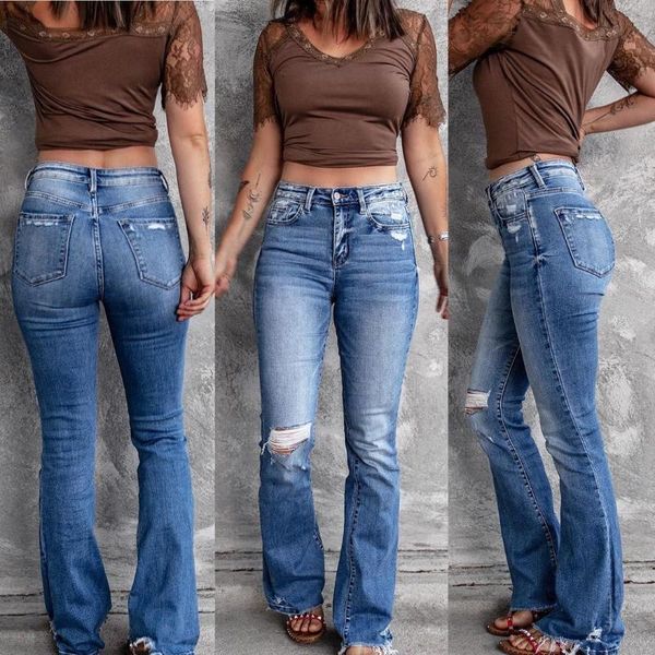 women's jeans ripped women distressed vintage baggy flare pants streetwear high waist stretch frayed fashionable flared trousers, Blue
women's jeans ripped women distressed vintage baggy flare pants streetwear high waist stretch frayed fashionable flared trousers, Blue