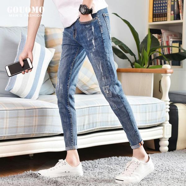 men's jeans denim 2021 spring and summer teenager brand stretch korean holes casual feet ankle length pencil pants men, Blue
men's jeans denim 2021 spring and summer teenager brand stretch korean holes casual feet ankle length pencil pants men, Blue