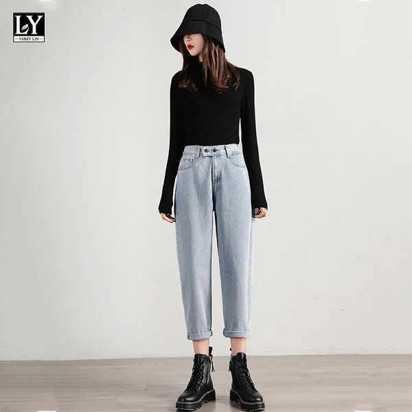 women's jeans ly varey lin spring summer 2021 women high waist light colour ankle-length pants casual loose harem lady, Blue
women's jeans ly varey lin spring summer 2021 women high waist light colour ankle-length pants casual loose harem lady, Blue