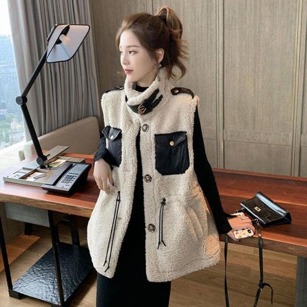 women's vests lamb plush vest autumn winter style loose stitching mid-length fur waistcoat female, Black;white
women's vests lamb plush vest autumn winter style loose stitching mid-length fur waistcoat female, Black;white