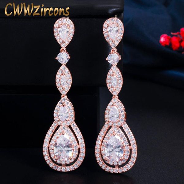dangle & chandelier cwwzircons rose gold color luxury long round water drop elegant cz earrings for women bridal wedding jewelry dress cz766, Silver
dangle & chandelier cwwzircons rose gold color luxury long round water drop elegant cz earrings for women bridal wedding jewelry dress cz766, Silver
