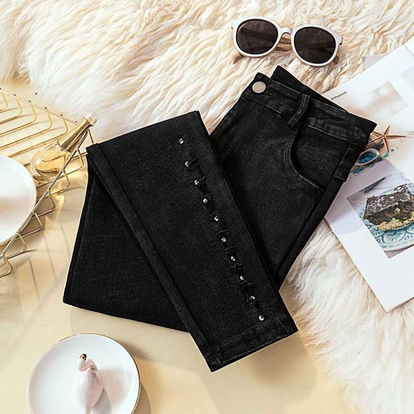 women's jeans plus size 4xl high waist stretch women black beaded long pencil pants skinny jean femme casual denim trousers c6373, Blue
women's jeans plus size 4xl high waist stretch women black beaded long pencil pants skinny jean femme casual denim trousers c6373, Blue