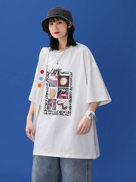 women's t-shirt hnechiry summer casual short sleeve pure cotton show women loose half o-neck clothes couple versatile, White
women's t-shirt hnechiry summer casual short sleeve pure cotton show women loose half o-neck clothes couple versatile, White